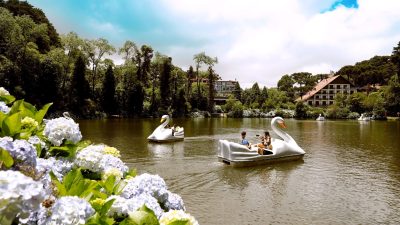 Gramado, RS, Brazil - December 02, 2021: Black Lake Park in the city of Gramado, Rio Grande do Sul, Brazil.