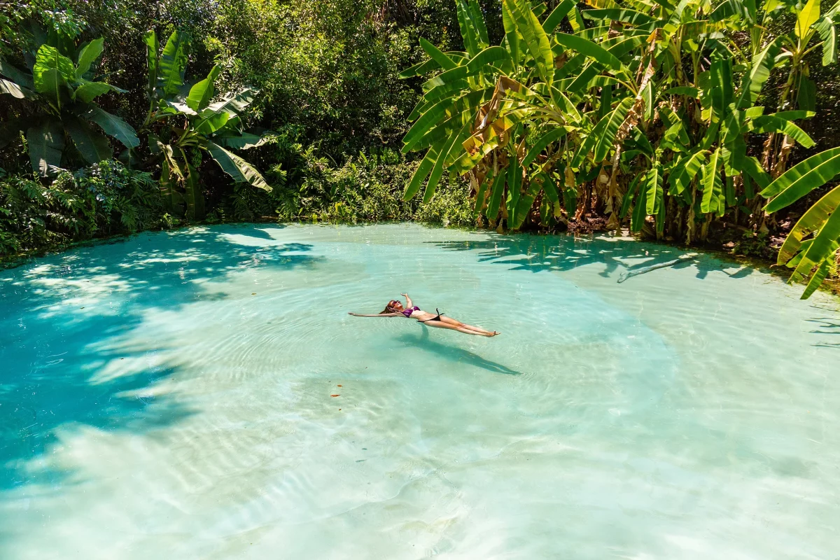 Jalapao,,Brazil,-,Circa,September,,2018:,Woman,Swims,At,Fervedouro