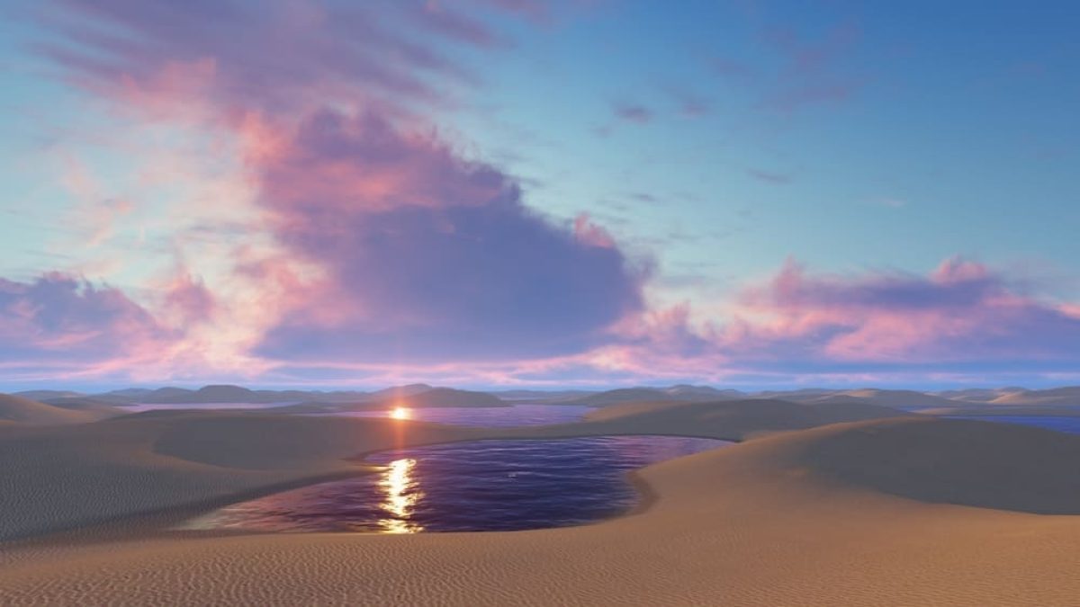 Fantastic,Sunset,Glow,In,Sky,Above,Unique,White,Sand,Dunes